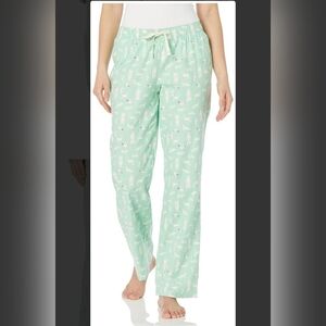 Mint Green Flannel Women's Pajama Pants With Elastic Waist Size Small